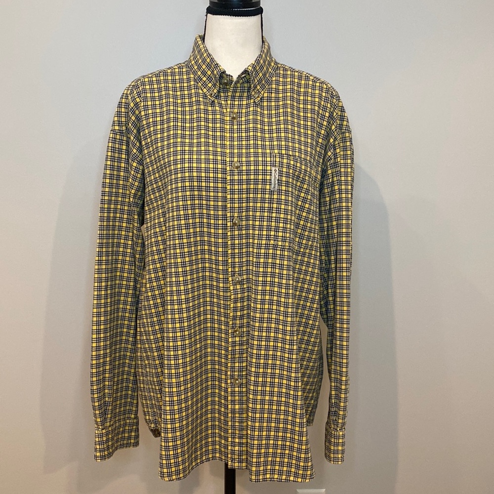 Mens long sleeve Columbia plaid long sleeve button down Michigan UofM